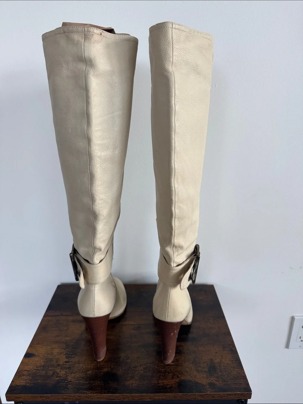 Gianmarco Lorenzi Cream Tall Leather Boots